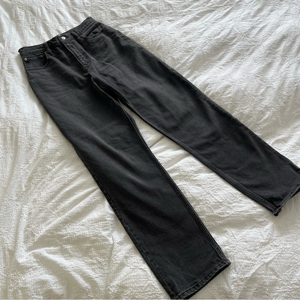 Abercrombie & Fitch Curve Love Black 90s Straight Ultra High Rise Jeans - Picture 2 of 7